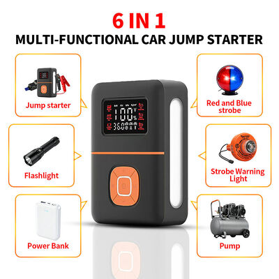Portable 2 In 1 Jump Starter Auto Emergency Power Supply With Air Compressor 8000mAh 12000mAh 16000mAh