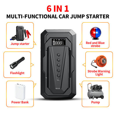 6000MAh 12V Digital Portable Tire Inflator 150psi ABS 2 In 1 Air Compressor Jump Starter Jump For Car