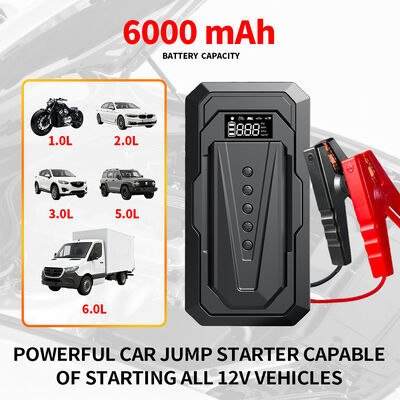 6000MAh 12V Digital Portable Tire Inflator 150psi ABS 2 In 1 Air Compressor Jump Starter Jump For Car