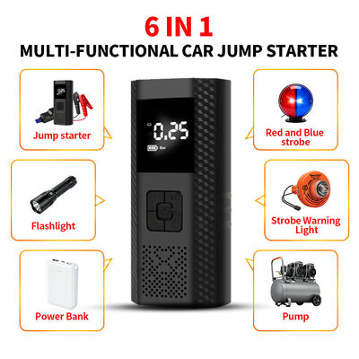 6000mAh Electric Car Air Pump Lithium Polymer Battery 2 In 1 Mini Jump Starter With Air Compressor