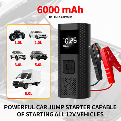 6000mAh Electric Car Air Pump Lithium Polymer Battery 2 In 1 Mini Jump Starter With Air Compressor