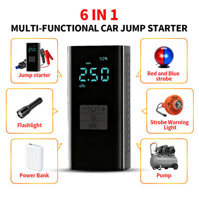 ABS Automobile Jump Starters 6000mAh / 8000mAh Air Compressor Car Battery Charger Jump Starter Battery Pack