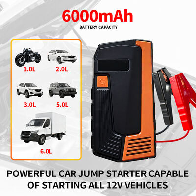 Emergency Multi Functional Jump Starter 6000mAh 12V Portable Car Jump Starter Power Bank With Air Compressor