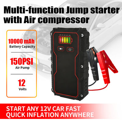Car Battery Jump Starter 8000mAh 10000mAh 12V With Tire Inflator Power Bank Emergency Battery Jumper Pack