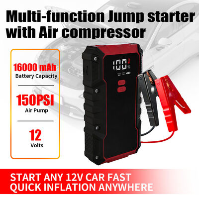 8000mAh 6000mAh Car Battery Jump Starter Power Bank 6 In 1 Jump Starter With Flashlight Air Pump Compressor
