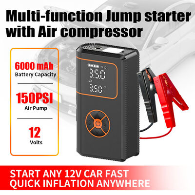 12V Car Battery Booster Tire Inflator 4 In 1 6000mAh Emergency Vehicle Jump Starter Air Pump For Car Tires