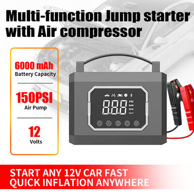 12v 6000mAh 60C Power Jump Starter With Tyre Inflator Mobile Car Battery Booster Portable Air Compressor