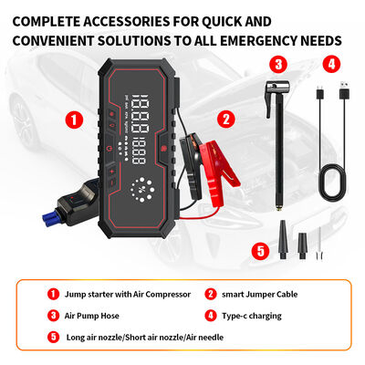 8000mAh Automobile Jump Starters 12V USB Interface Air Compressor Emergency Vehicle Jump Starter Battery Power Bank