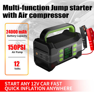 Digital Multi Functional Jump Starter Car Battery Charger Air Compressor Tire Inflator 150PSI With Flashlight