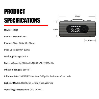 Battery Powered Compact Jump Starter With Tyre Inflator Car Emergency Jump Starter Power Bank Tire Inflator