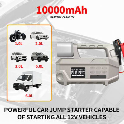 10000mAh Automobile Jump Starters 0 - 150PSI Flashlight Lighting Car Battery Charger Jump Starter Power