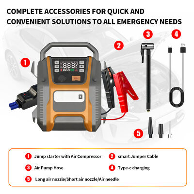 Portable car jump starter Air Pump Tire Inflator 53600mAh Digital 150PSI Electric Tire Pump For Car Motorcycle Bike
