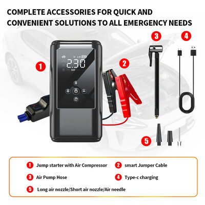 Emergency Jump Starters Portable Automobile Battery Charger Booster Pack 150PSI Electric Air Pump For Car