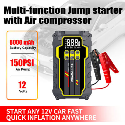 Car 12 Volt Battery Jump Starter 8000mAh With Air Pump Compressor Tire Inflator Jump Starter Booster Pack