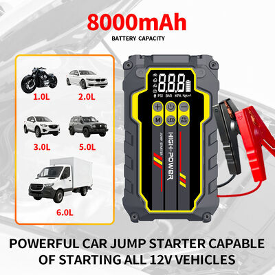 Car 12 Volt Battery Jump Starter 8000mAh With Air Pump Compressor Tire Inflator Jump Starter Booster Pack