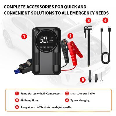 Portable 2 In 1 Jump Starter Tire Inflator 8000mAh Car Battery Battery Booster With Air Compressor