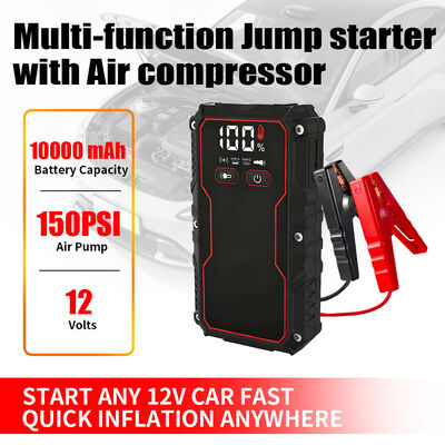 Smart Jump Starter Pack 8000mAh 10000mAh Car Emergency Battery Booster 12V 150PSI Tire Inflator