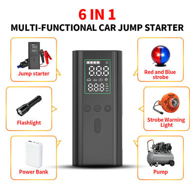 6000mAh Battery Jump Starter Booster 12VDigital Automobile Emergency Power Supply Portable Tire Inflators 0-150PSI