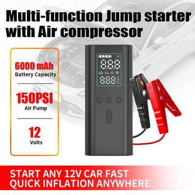 6000mAh Battery Jump Starter Booster 12VDigital Automobile Emergency Power Supply Portable Tire Inflators 0-150PSI