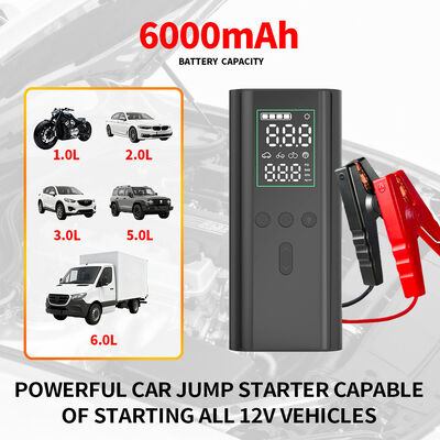 12v Emergency Vehicle Jump Starter Tire Inflators 0-150PSI With SOS Light Digital Automobile Emergency Power Supply