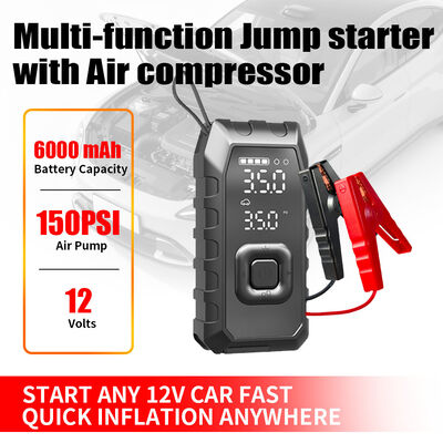Rechargeable Car Jump Starter With Tyre Inflator Air Compressor 0-150PSI Car Air Compressor For Road Bike