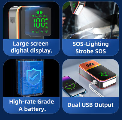 12V Auto Jump Starter Power Bank Multi Function Jump Starter With LED Flashlight Emergency Jump Starter Power Bank
