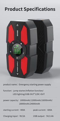 6000mAh - 24000mAh Battery Tire Inflator & Jump Starter With LED Flashlight SOS Light Battery Operated