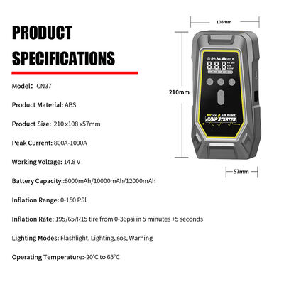 Intelligent Wireless Air Pump Tire Inflator 8000mAh 10000mAh 12000mAh Battery Emergency Car Jumper Starter