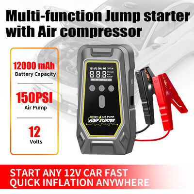 Intelligent Wireless Air Pump Tire Inflator 8000mAh 10000mAh 12000mAh Battery Emergency Car Jumper Starter