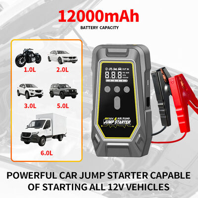 Electric Air Pump Tire Inflator 8000mAh 10000mAh 12000mAh Intelligent Emergency Car Jumper Starter