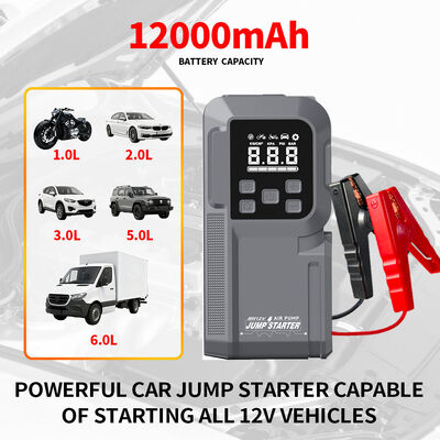 Vehicle 2 In 1 Jump Starter 12V Tire Inflator 141psi Portable Electric Handheld Air Pump Intelligent Air Pump