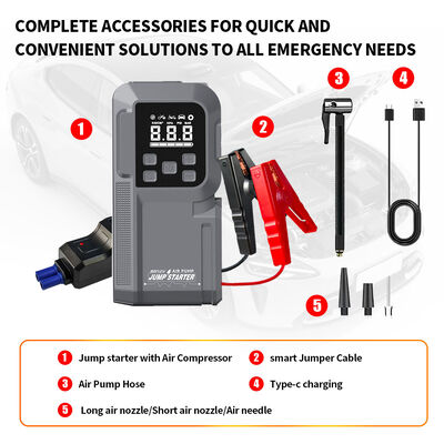 Handheld Intelligent 2 In 1 Jump Starter Air Pump 12V Vehicle Tire Inflator 141psi Car Battery Jump Starter Air Compressor