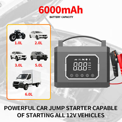 Emergency Power Battery Jump Starter Tyre Inflator 12v 6000mAh 60C With Mobile Car Battery Booster