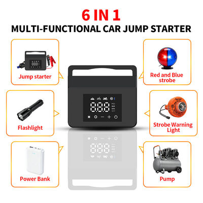 Wireless Car Power Bank Jump Starter With Tire Inflator Blower 6 In 1 Air Compressor Emergency Start Power Supply