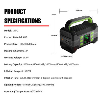 Digital Multi Functional Jump Starter With Flashlight Car Battery Charger Air Compressor Tire Inflator 150PSI