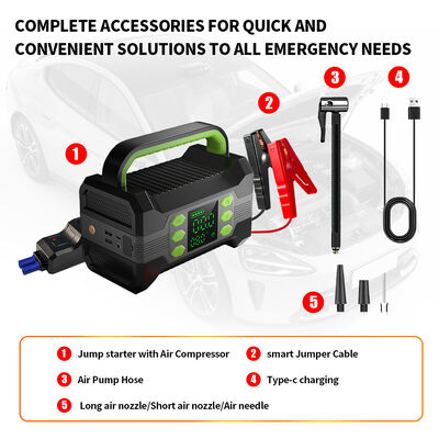 Digital Multi Functional Jump Starter With Flashlight Car Battery Charger Air Compressor Tire Inflator 150PSI