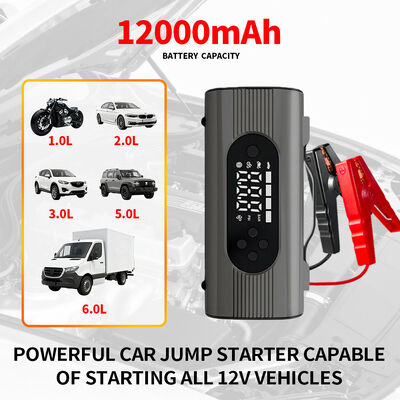 Compact Jump Starter With Tyre Inflator 12V Portable Car Battery Jump Starter Battery Powered Tire Inflator