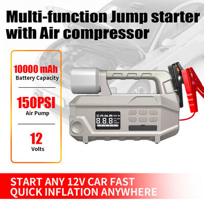 10000mAh Flashlight Lighting Car Battery Charger Jump Starter Power Air Compressor For Tires 0 - 150PSI