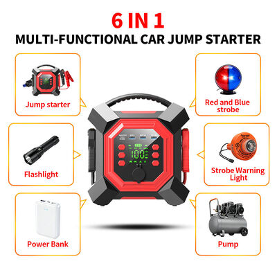 Digital Car Battery Booster Jumper Pack 24000mAh Jump Starter Power Bank With Tire Inflator 150PSI