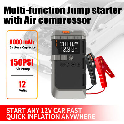 LED Display Car Battery Charger Battery With Air Compressor Type C Car Battery Jump Box Portable Tyre Inflator