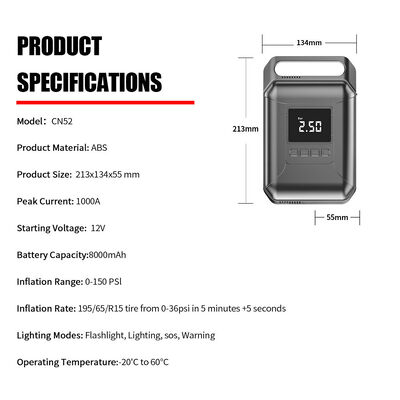 12V 8000mAh Compact Diesel Jump Starter Power Bank Portable Car Battery Jump Starter