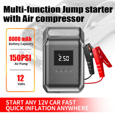 Compact Car Jump Starter Power Bank Diesel 12V 8000mAh Portable Battery Jump Starter Tire Inflators