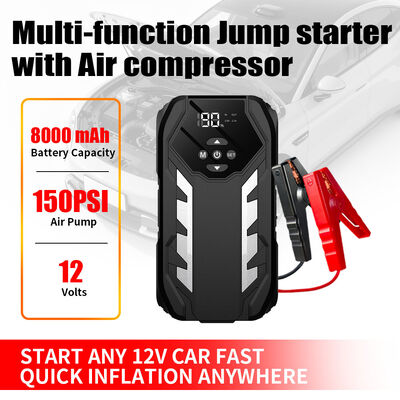 8000mAh 12V Vehicle Battery Jump Starter Car Tire Inflator Outdoor Battery Jump Starter Pack Air Compressor Kit