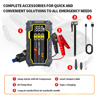 8000mAh Emergency Car Jump Starter 12 Volt With Air Pump Compressor 150PSI Tire Inflator Jump Starter Booster Pack