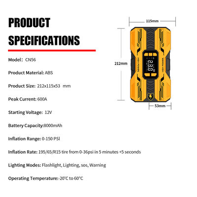 Automobile Portable Battery Charger Jump Starter 8000mAh Auto Shut Off Power Bank For Motorcycle 