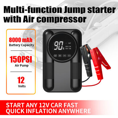 Portable 2 In 1 Car Jump Starter  Battery Booster With Air Compressor Tire Inflator 8000mAh
