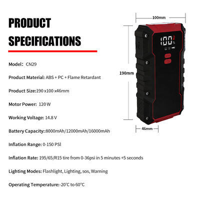 6 In 1 Emergency Car Jump Starter With Flashlight Car Battery Jump Starter Pack Power Bank 8000mAh 6000mAh