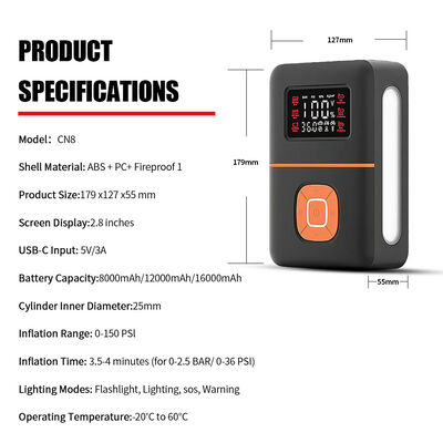 2 In 1 Car Jump Starter Auto Emergency Power Supply With Air Compressor 8000mAh 12000mAh 16000mAh