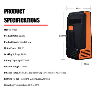 6000mAh Power Bank  12V Car Jump Starter Multi Functional Emergency Jump Starter With Air Compressor