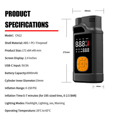 Rechargeable Automobile Jump Starters 8000mAh Car Jump Starter Power With Air Compressor Flashlight Lighting